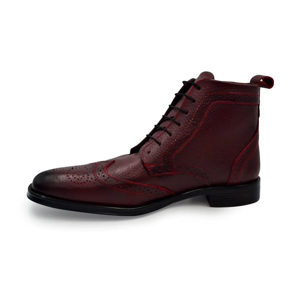 Bota Bostoniana De Vestir Color Vino Para Hombre