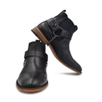 Bota Negra Piel Genuina Con Arnés Desmontable estilo dh