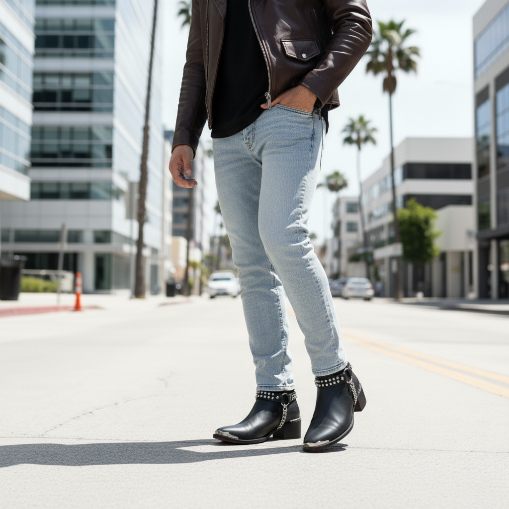 Bota Cowboy Premium Negro Skinny