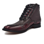 Bota Bostoniana Brogue elegante Color Vino Para Hombre