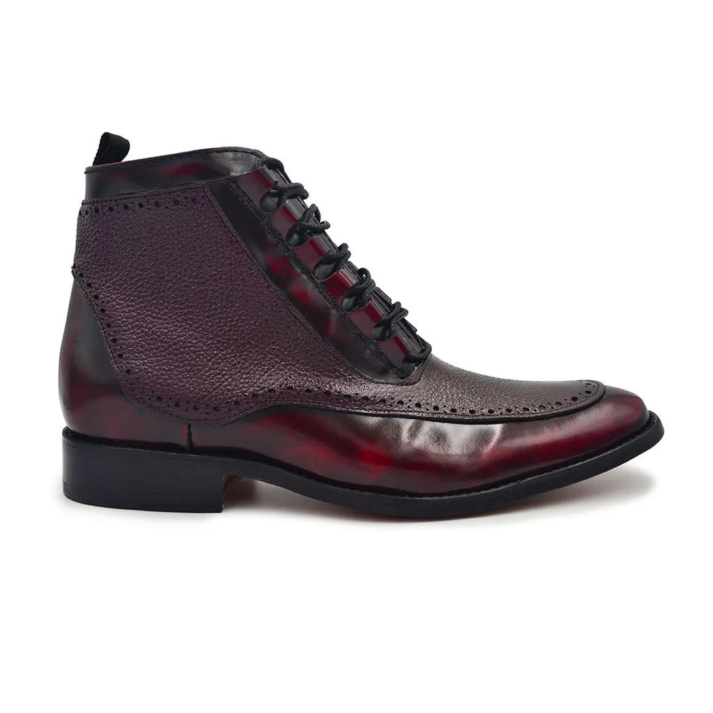 Bota Bostoniana Brogue elegante Color Vino Para Hombre