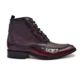 Bota Bostoniana Brogue elegante Color Vino Para Hombre
