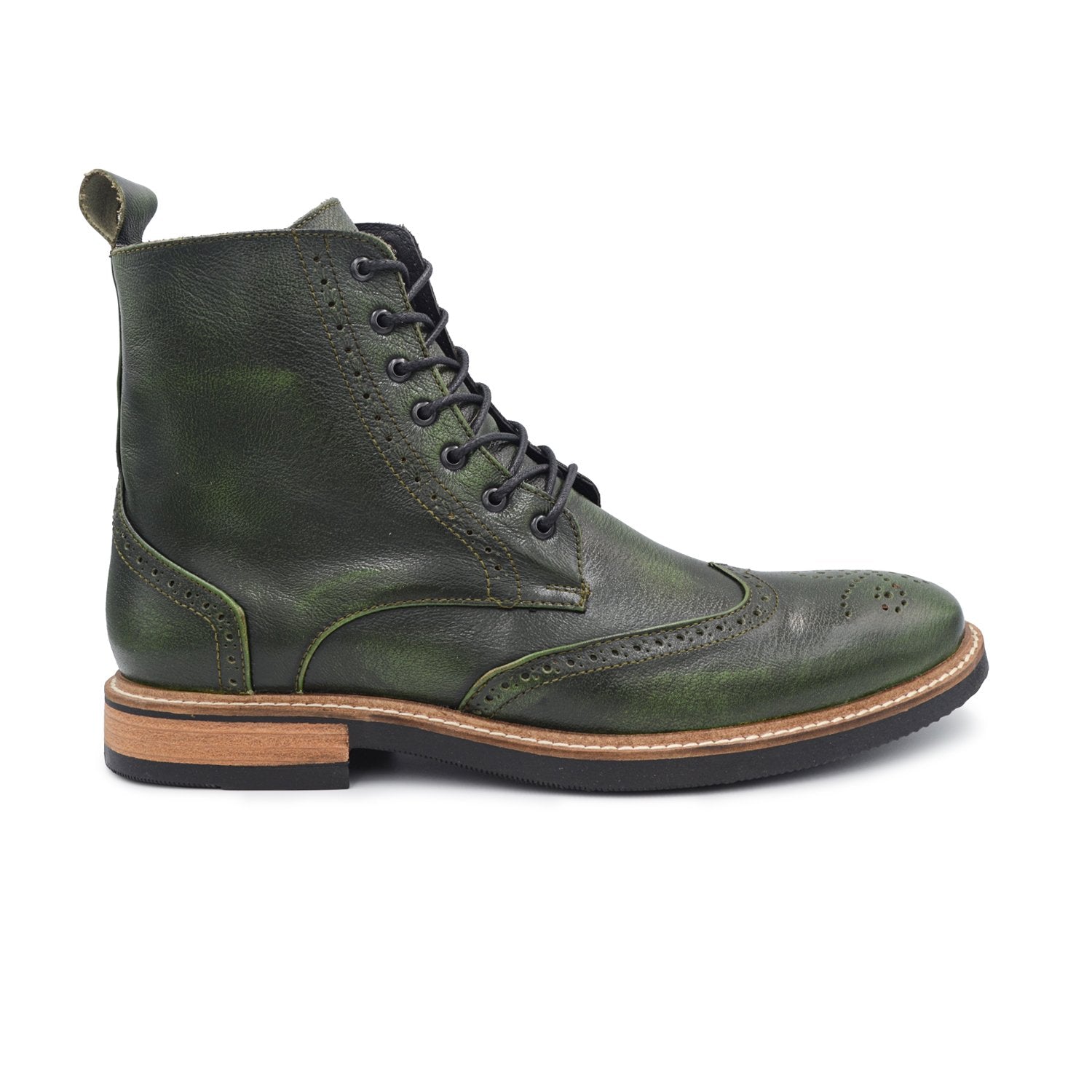 Bota BBostoniana para caballero de piel genuina color verde marca estilo dh