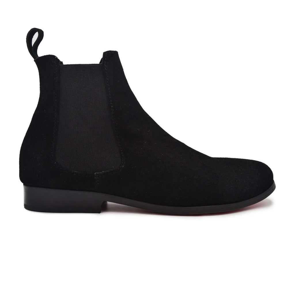 Botín De Caballero Chelsea Gamuza Negro