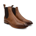 Botines Miel de hombre en piel con Botines Miel de hombre en piel con punta ovalada, elásticos tipo chelsea y ligero sombreado en punta y talón