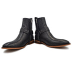 Botin Caballero Piel Grabada en forma de Python Suela cuero acabado estilo dh