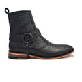 Botin Caballero Piel Grabada en forma de Python Suela cuero acabado estilo dh