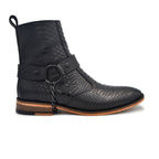 Botin Caballero Piel Grabada en forma de Python Suela cuero acabado estilo dh