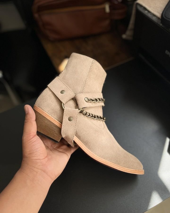 Bota Cowboy Gamuza Camel