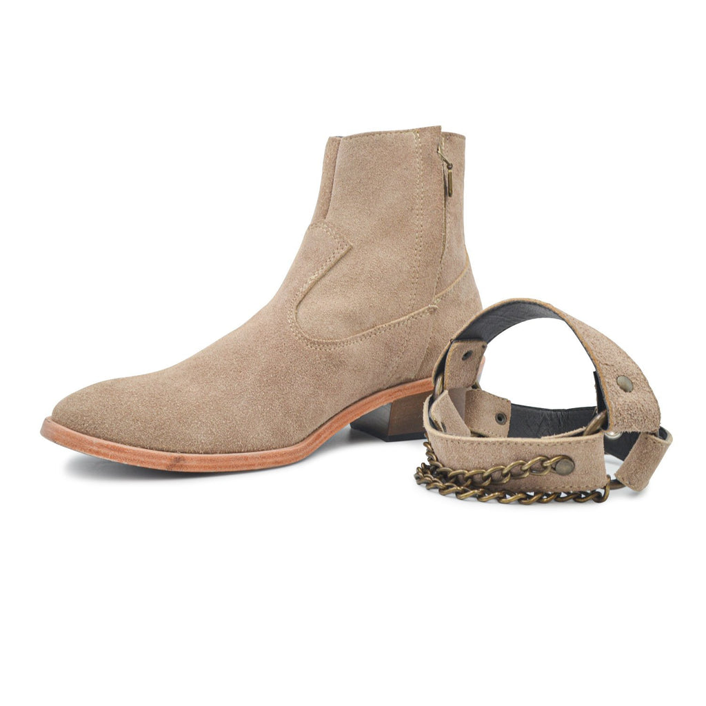 Botines de hombre de tacón cubano realizados en piel con cierre lateral de cremallera. Botines fabricados en México marca estilo dh