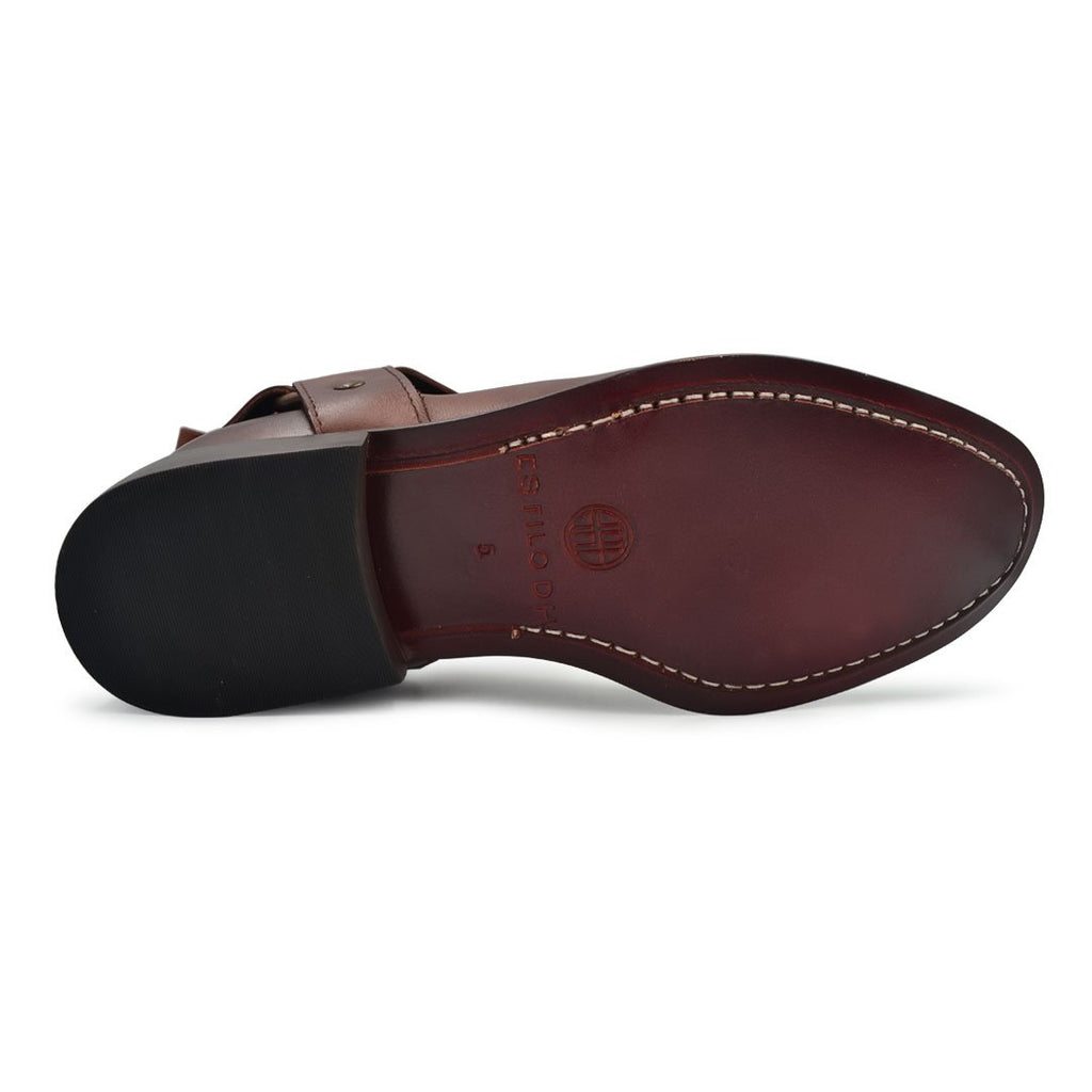 Bota Chelsea Café En Piel Para Hombre Con Arnés