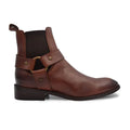 Bota Chelsea Café En Piel Para Hombre Con Arnés