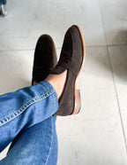 Mocasines Penny en piel Gamuza suave con mezclilla