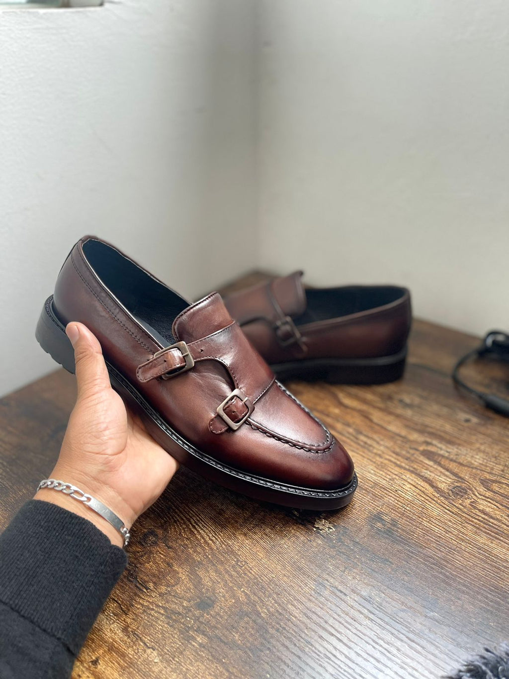 Mocasín Double Hebilla Chocolate