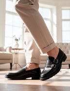 Mocasín Doble Hebilla Negro