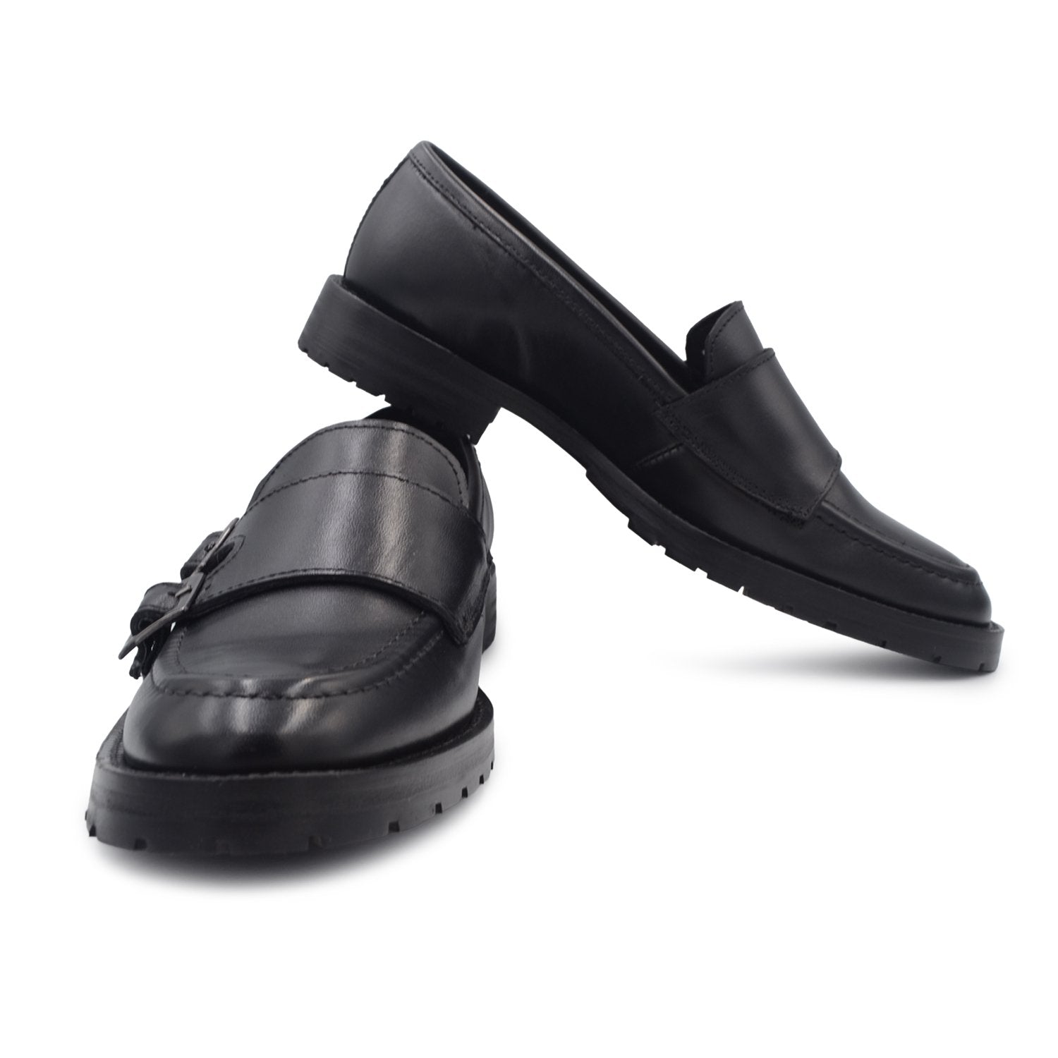 Mocasín Doble Hebilla Negro