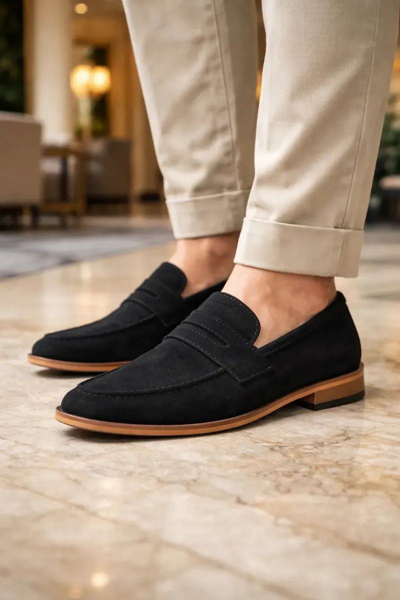 Penny Loafer Gamuza Negro