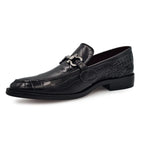 Mocasín negro hombre piel grabada