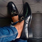 Zapatos Hombre Mocasines Penny Loafer Antifaz color negro Estilo DH