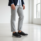 Sneakers Casuales Hombre Negros Piel Urbana | Tenis Comodos Suela Blanca Antiderrapante