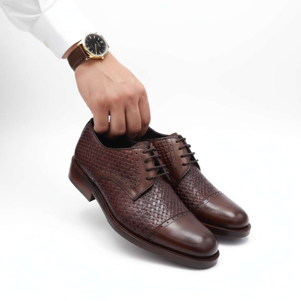 Zapato Brogue Trenzado Café