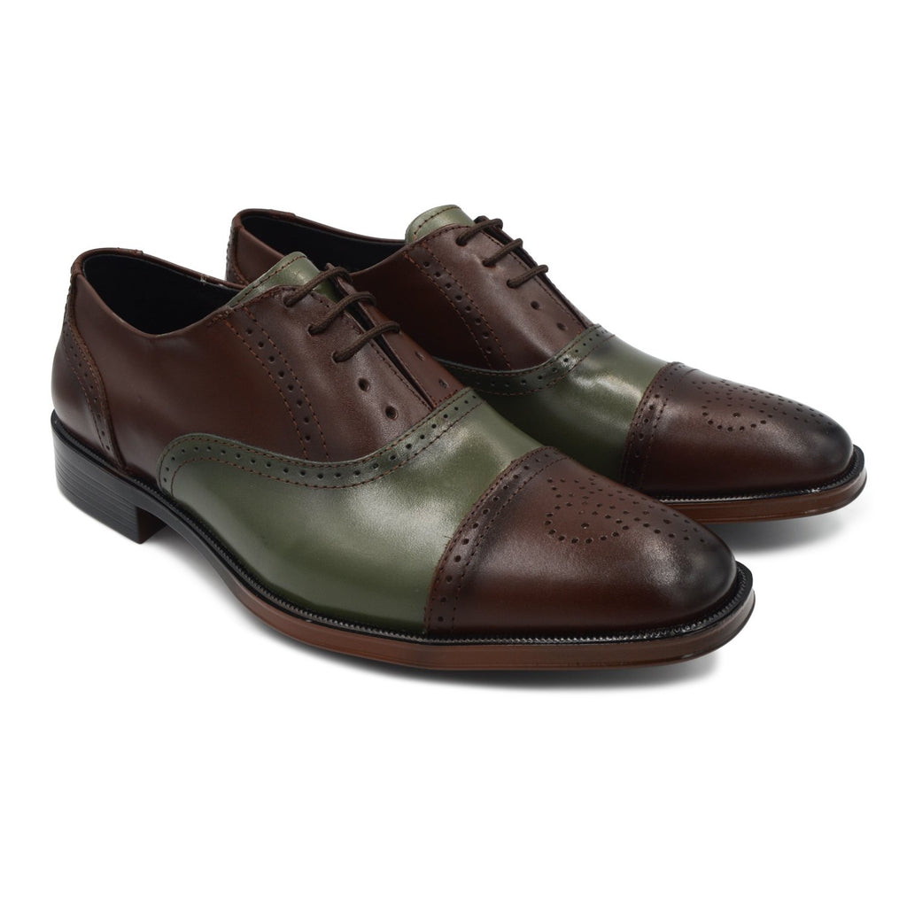 Zapato Derby Verde & Café