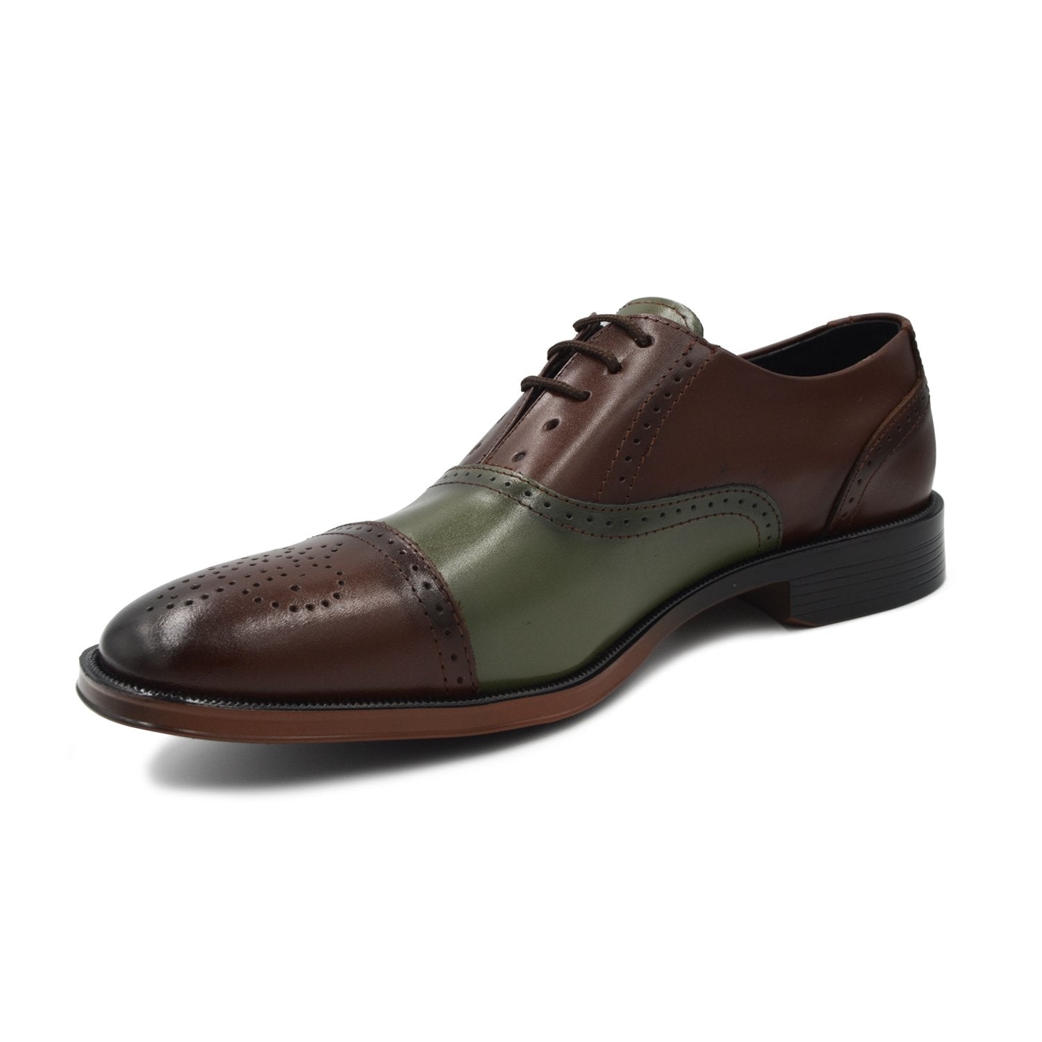 Zapato Derby Verde & Café