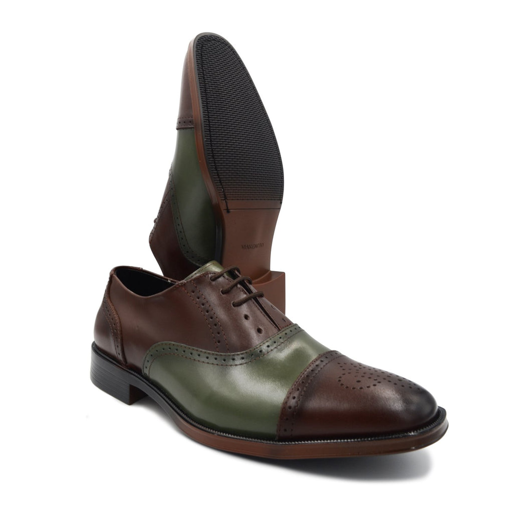 Zapato Derby Verde & Café