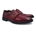 Zapatos doble hebilla color vino Hombre