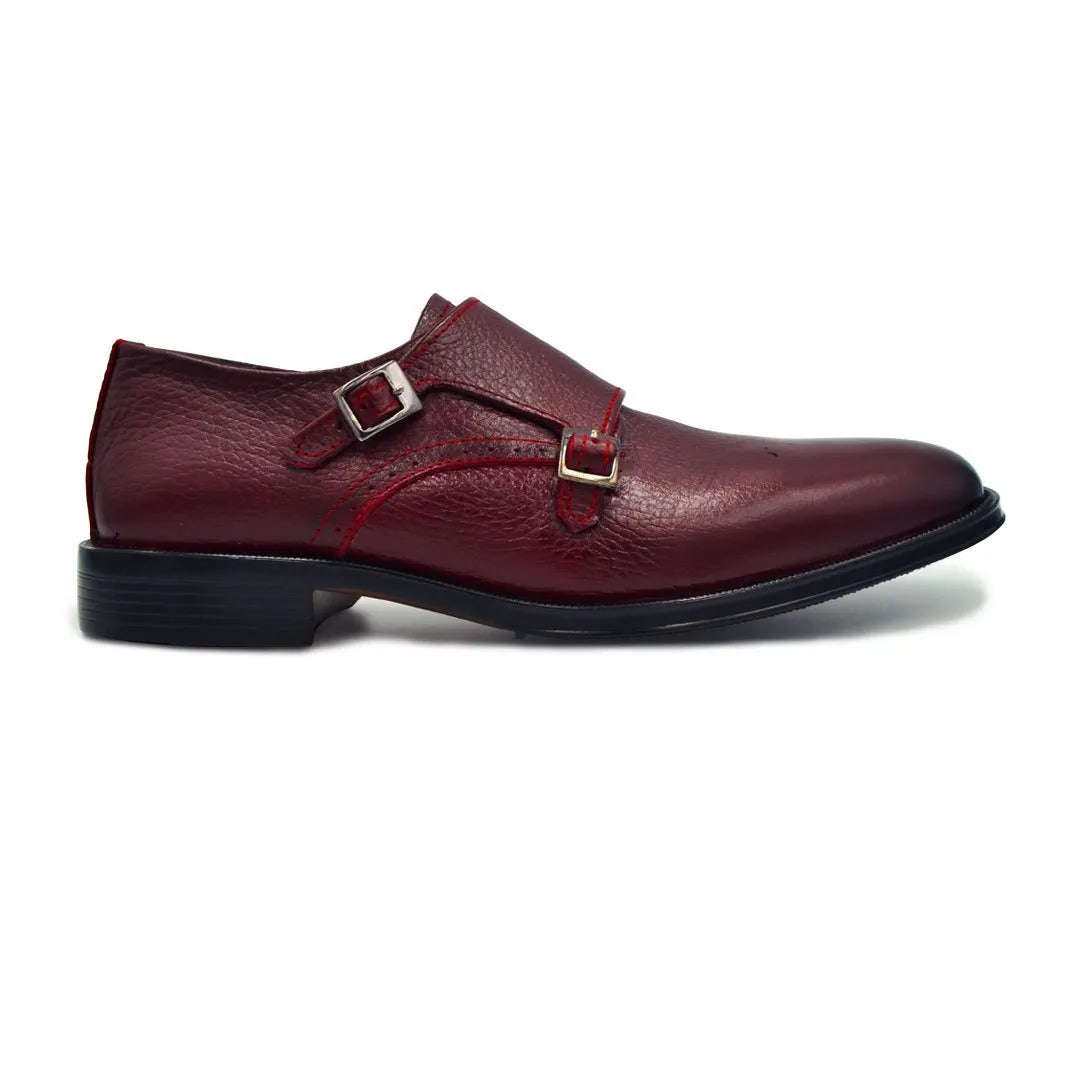 Zapatos doble hebilla color vino Hombre